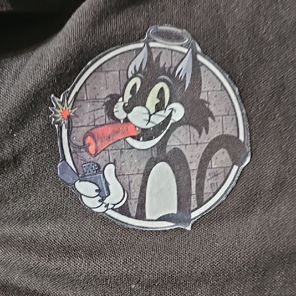 Black Polo Shirt with Cartoon Embroidery